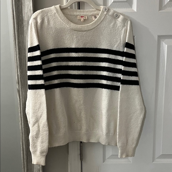 Levi's Classic Black and White Striped Crewneck Sweater - Picture 1 of 5